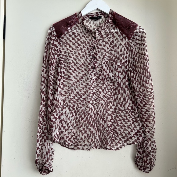 Joe’s Jeans Print Silk Sequin Blouse - Picture 2 of 7